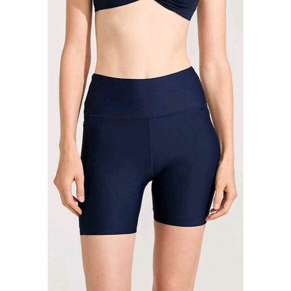LANDS' END High Waist Biker Swim Shorts Navy 18 (XL) Women's Solid Pockets S76 - Picture 8 of 8